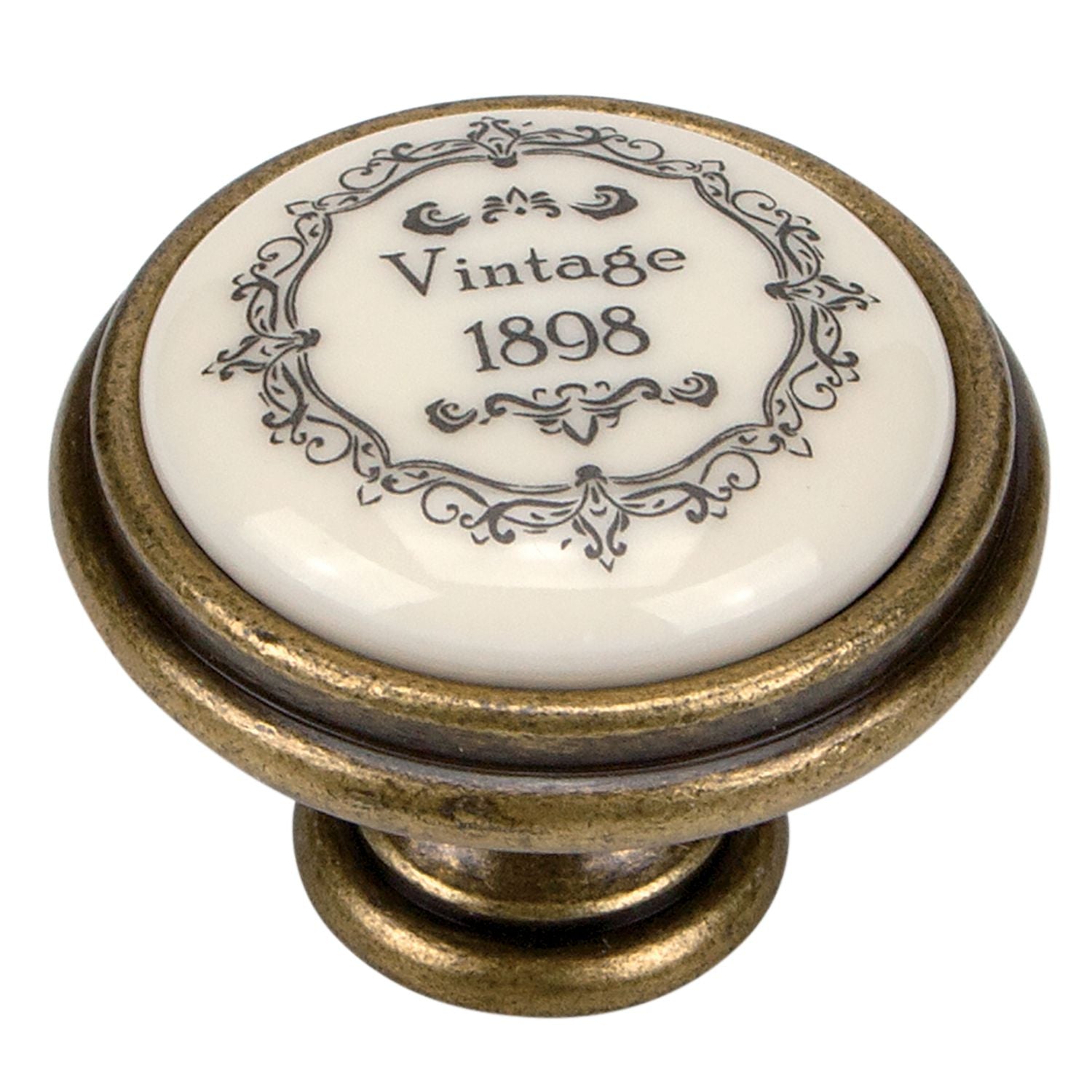 Tirette Bouton en porcelaine argentée