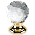 Bouton de meuble à facettes or/cristal transparent