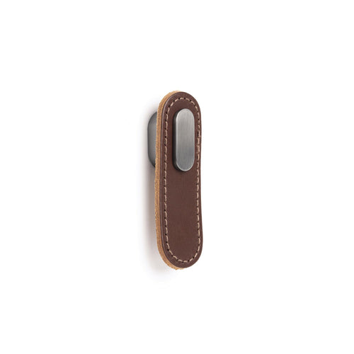 Bouton de tiroir oblong en cuir