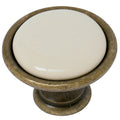 Bouton de tiroir en porcelaine crème-bronze