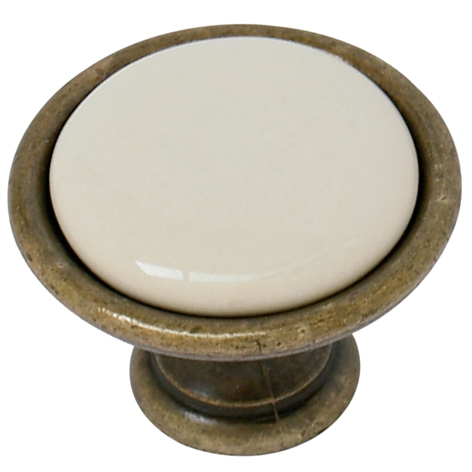 Bouton de tiroir en porcelaine crème-bronze